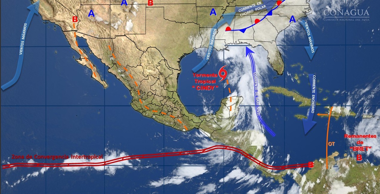 Cindy, Lluvias, Yucatan, Campeche, Lluvias, Clima, Tormenta tropical