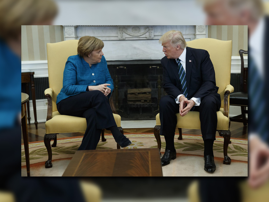 Angela Merkel y Donald Trump en el Despacho Oval