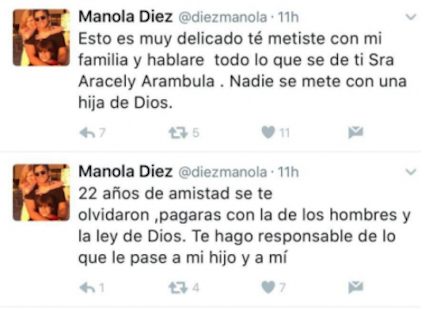 Aracely Arámbula, Manola Díez, amenaza muerte, hijos, Luis Miguel