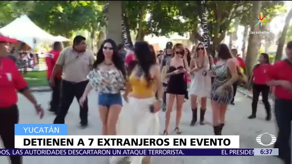 siete extranjeros, hacienda de Mérida, trabajar sin permiso, evento de Playboy