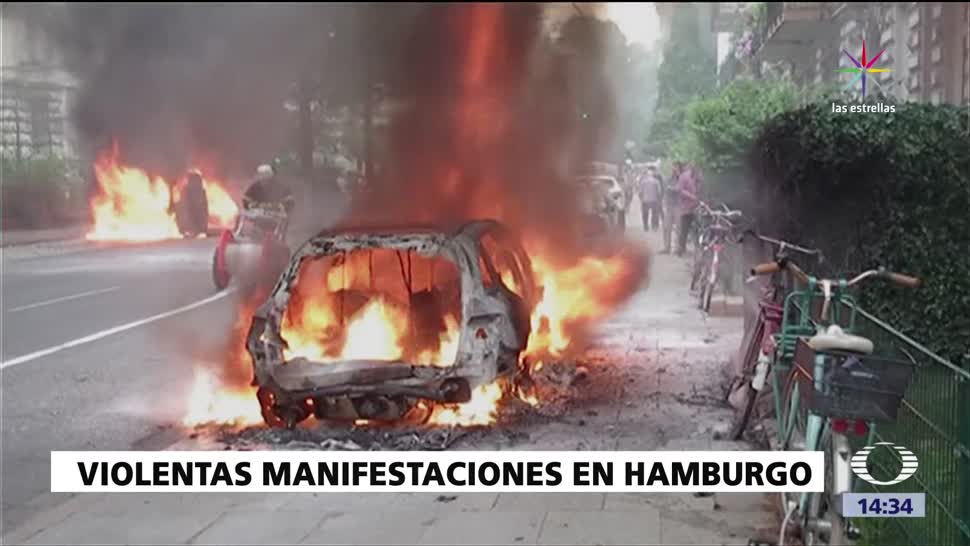 noticias, forotv, Queman vehículos, protestas, G20, Hamburgo