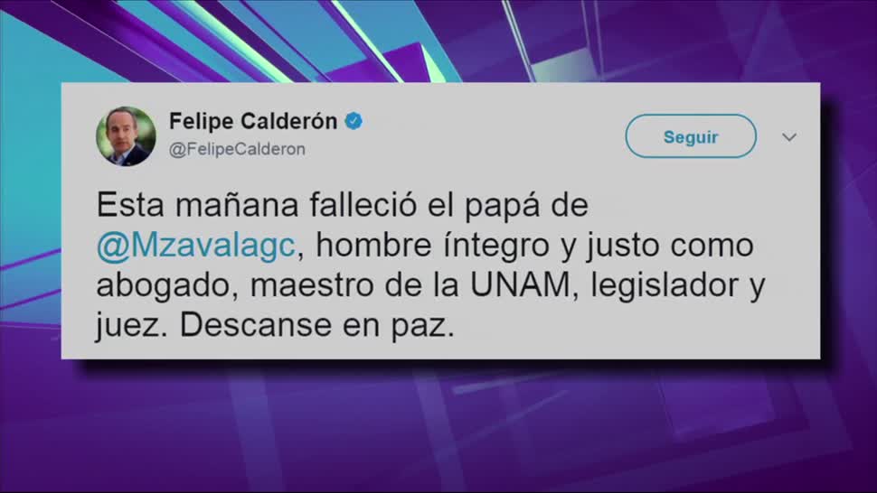 Murió el padre Margarita Zavala, Diego Zavala, Felipe Calderón, twitter