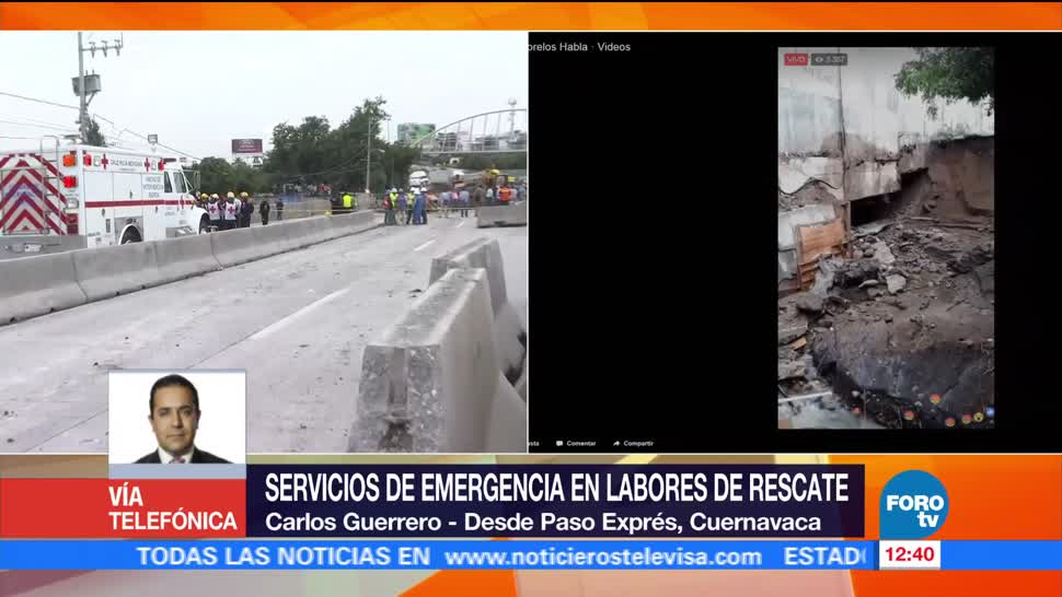 Dos personas viajaban en auto, cayó en socavón, Paso Express de la autopista México-Cuernavaca