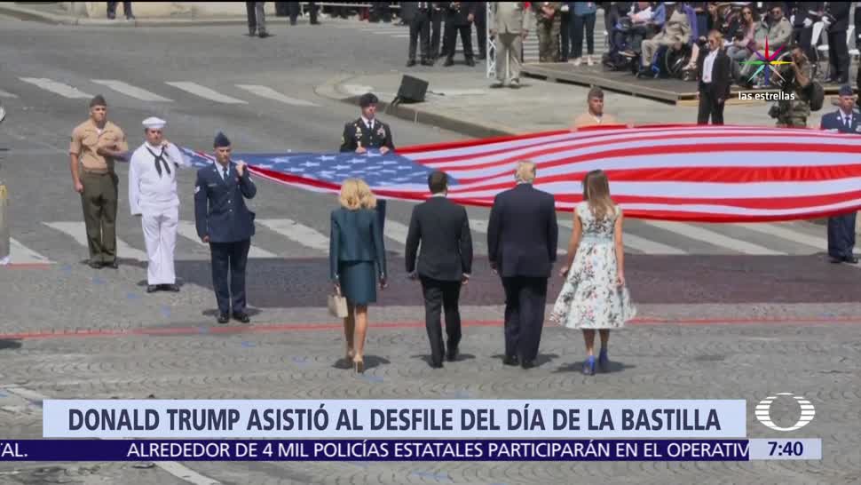 noticias, teelvisa, Trump, asiste al desfile, Día de la Bastilla, París