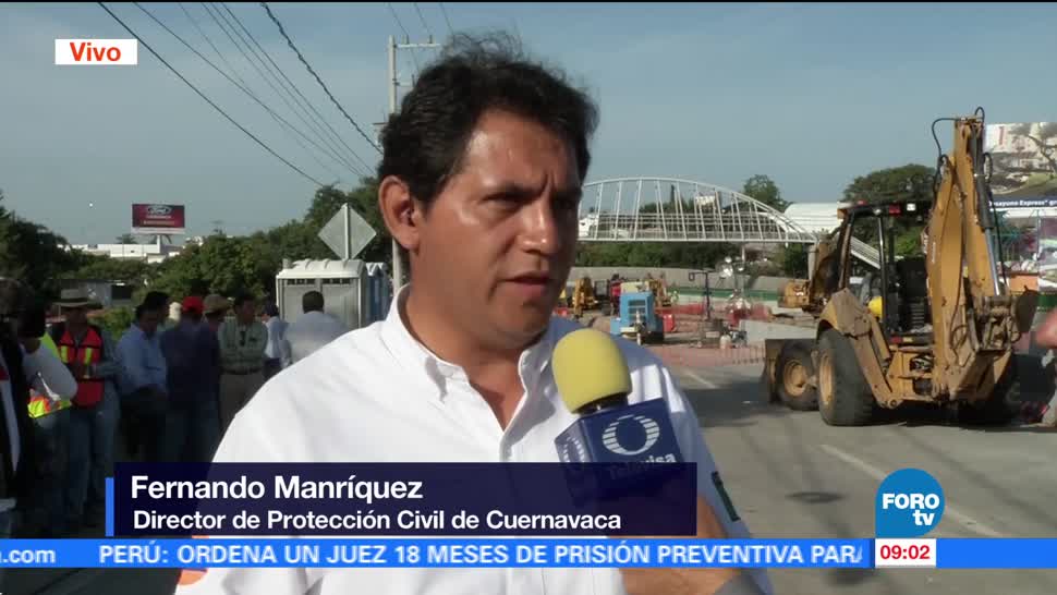 noticias, televisa, Realizan trabajos, reparar socavón, Paso Express, Cuernavaca
