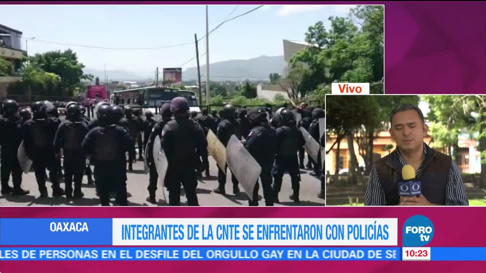 Integrantes, CNTE, enfrentan, policías