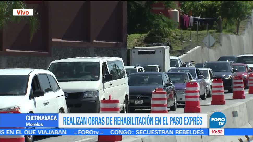 Paso Express de Cuernavaca, Siguen obras, rehabilitación, afecta la circulación vehicular
