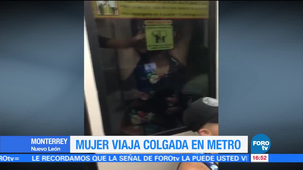 noticias, forotv, Mujer, viaja colgada, metro, Monterrey