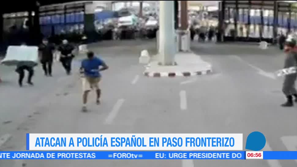 Atacan, policía español, paso, fronterizo