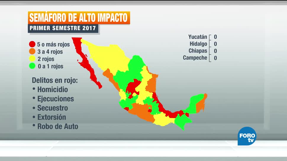 Mapa, delitos, México, Semáforo