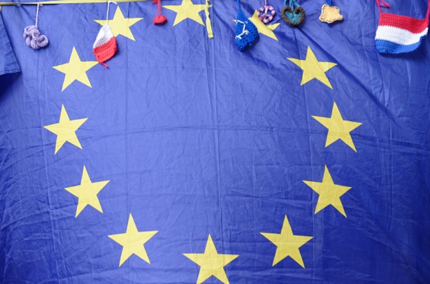 Bandera de la Unión Europea durante un manifestantes anti-Brexit en Londres, Inglaterra (Getty Images)
