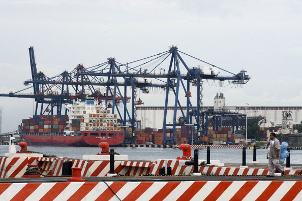Buque de carga en el puerto de Veracruz, México