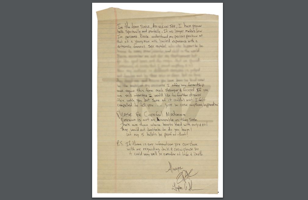 Cartas del rapero Tupac a Madonna