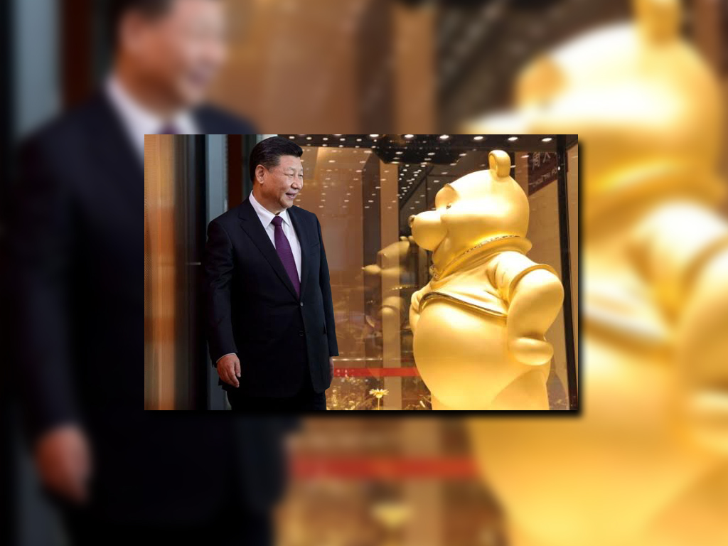 El presidente de China Xi Jinping y una figura de Winnie the Pooh (Getty Images)