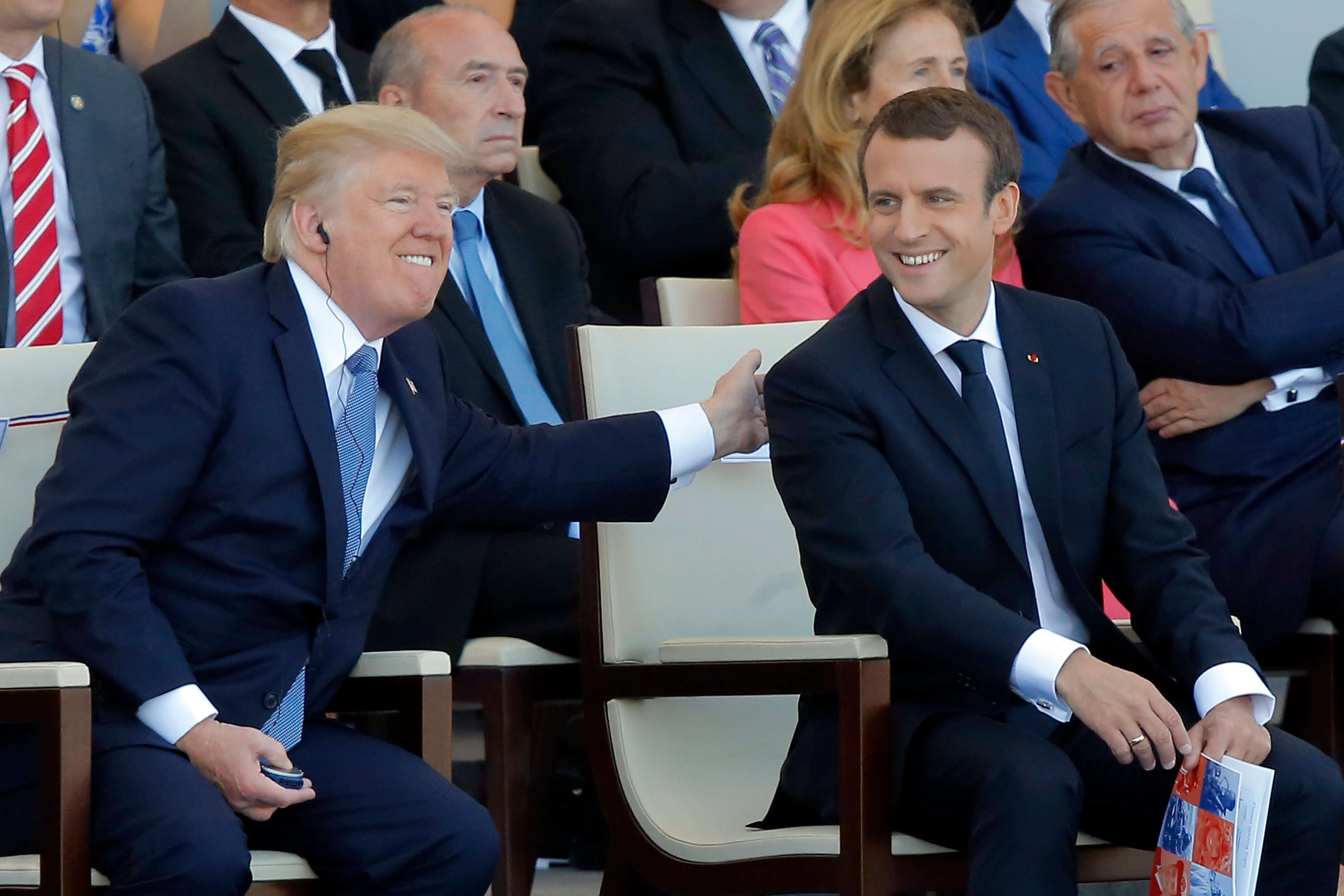 Donald Trump y Emmanuel Macron en desfile de la Bastilla