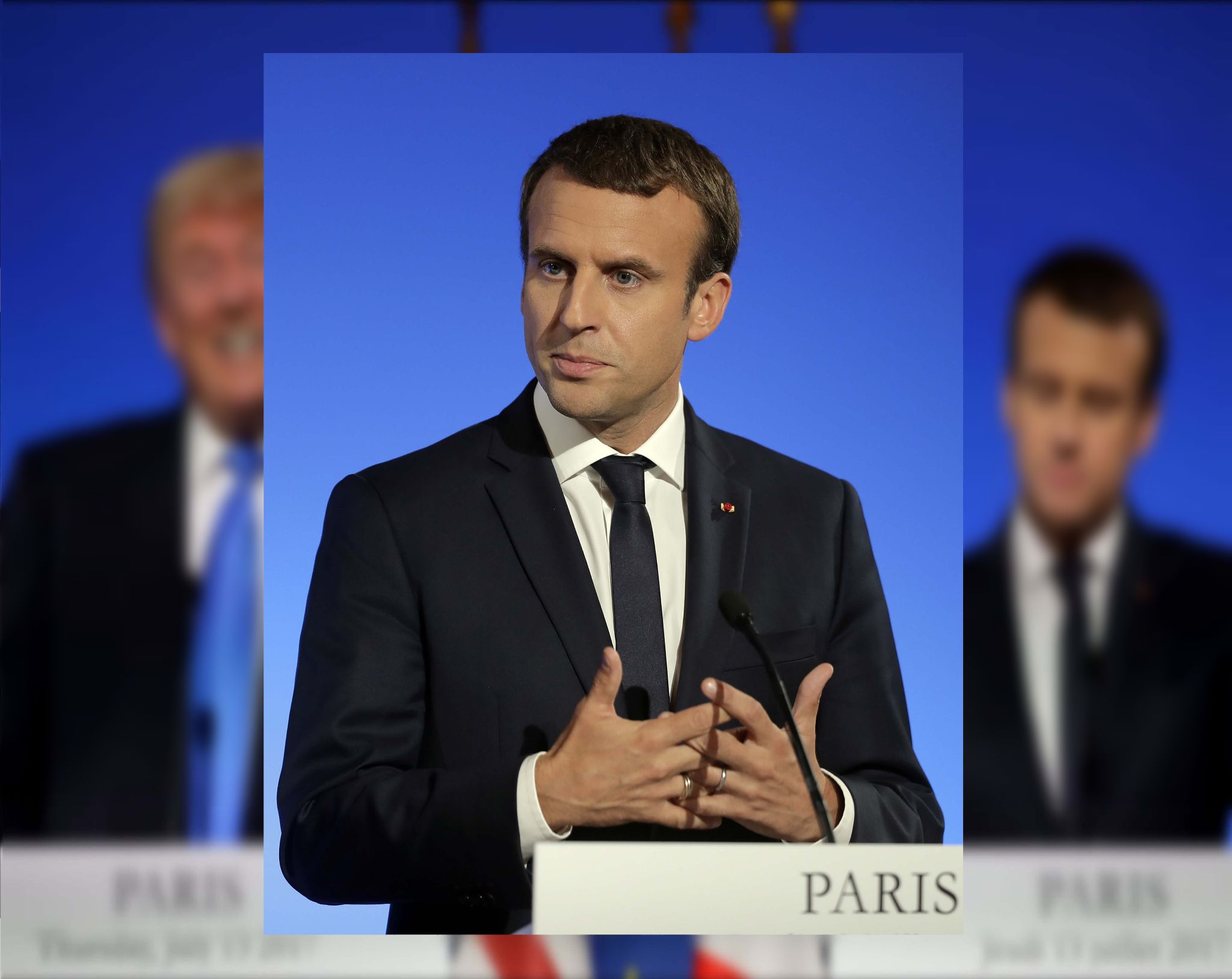 El presidente francés Emmanuel Macron habla durante una conferencia de prensa