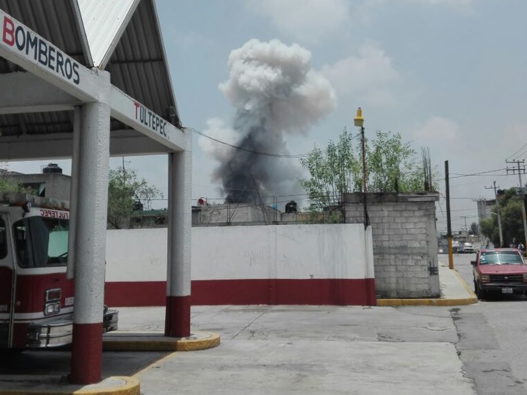 Se registra explosión en Tultepec. (Twitter hermes)