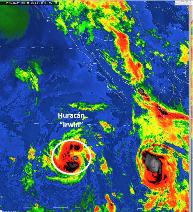 Tormenta tropical ‘Irwin’ se intensifica a huracán categoría 1, en el