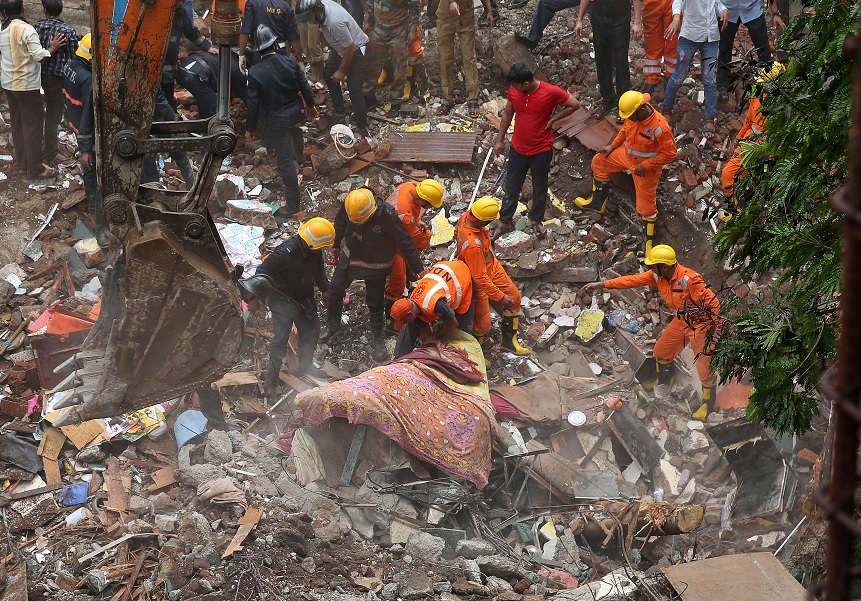 Bomberos, Trabajadores, Rescate, Sobrevivientes, India