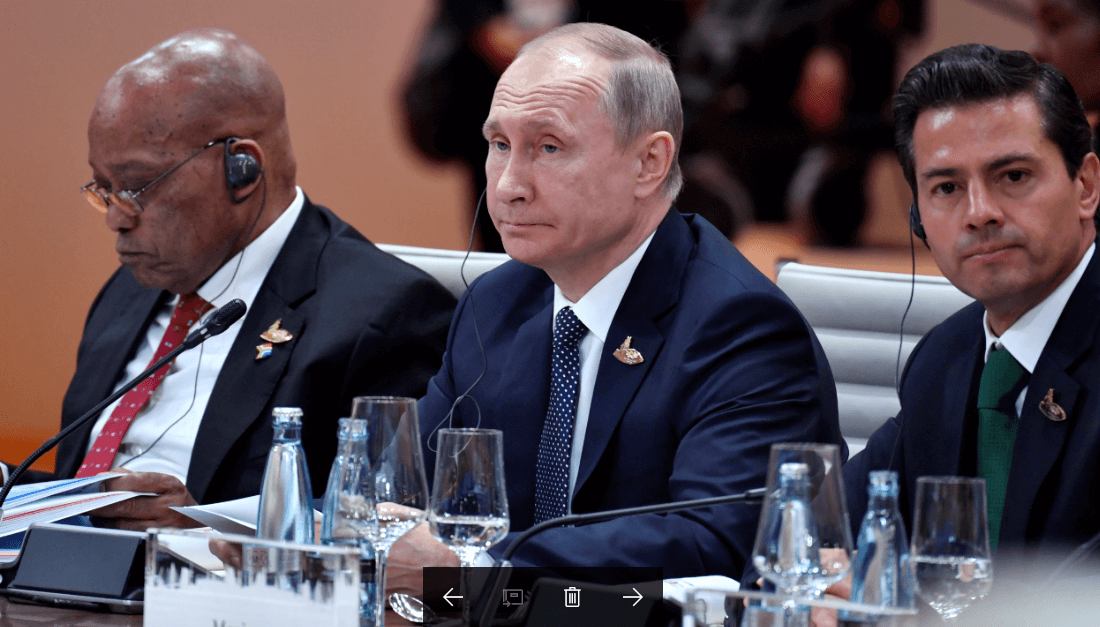 Jacob Zuma, Vladimir Putin y Enrique Peña Nieto 