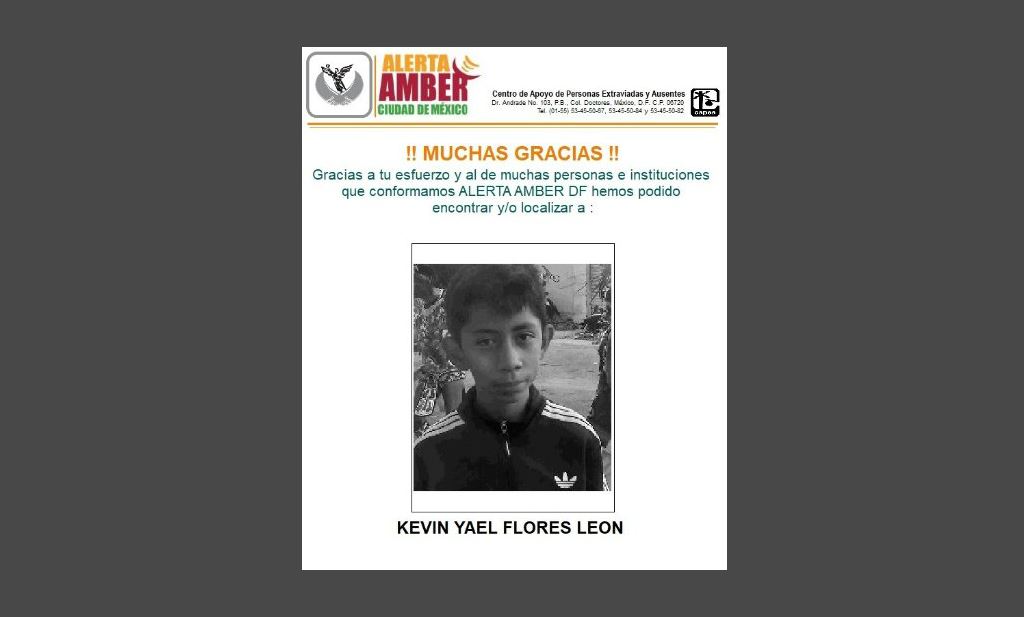 Localizan al menor Kevin Yael Flores León