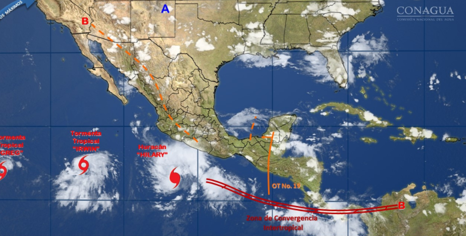 Mapa del clima en México, el huracán Hillary avanza en el Pacífico