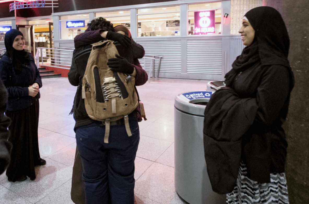 Musulmanes en el aeropuerto John F. Kennedy en Nueva York