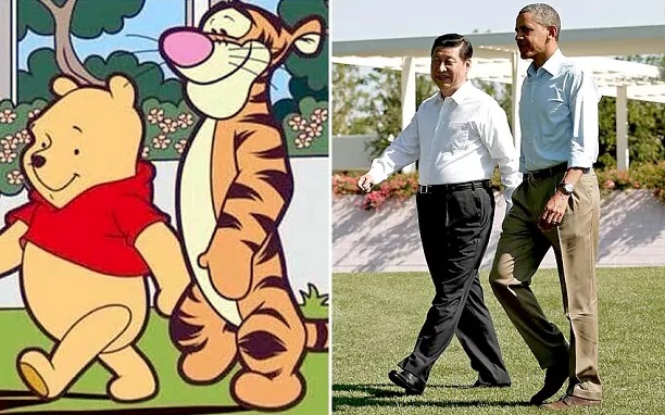 Meme del presidente de China, Xi Jinping, y el exmandatario de EU, Barack Obama con personajes de “Winnie the Pooh” (Foto: The Telegraph)