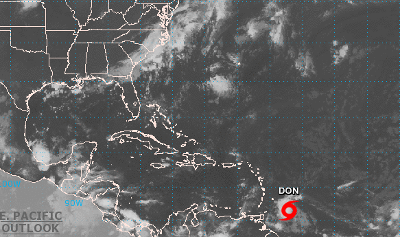 Tormenta tropical Don avanza en el Atlántico hacia el Caribe