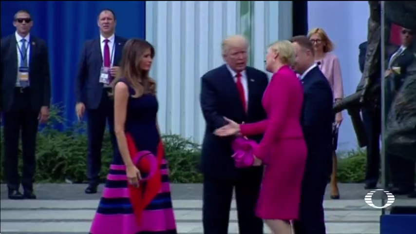 Trump, la pasa, mal, Hamburgo, Presidenta polonia, mano estirada