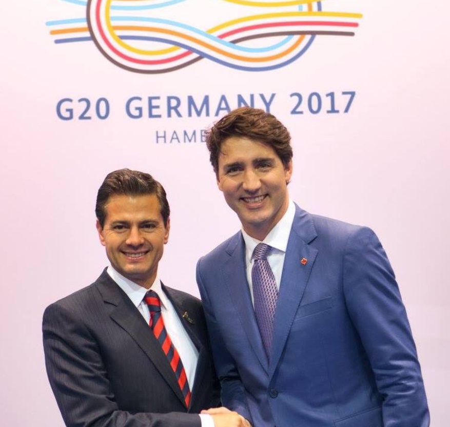 El presidente de México, Enrique Peña Nieto, y el primer ministro de Canadá, Justin Trudeau (Twitter: @PresidenciaMX)