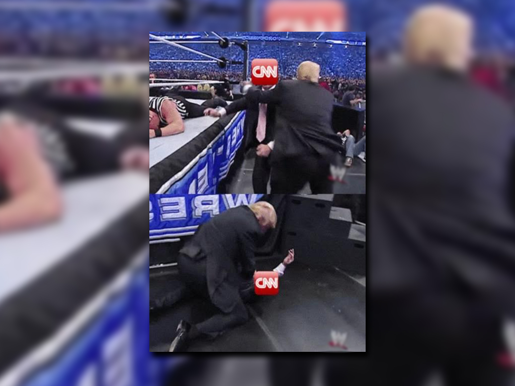 En la animación aparece Trump simulando una golpiza a CNN (Twitter: @realDonaldTrump)