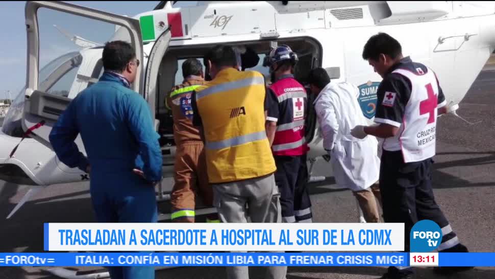 Trasladan Helicoptero Sacerdote Agredido Hospital Cdmx José Miguel Machorro