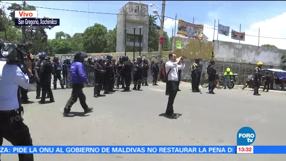 Mantienen cerco de seguridad en San Gregorio, Xochimilco