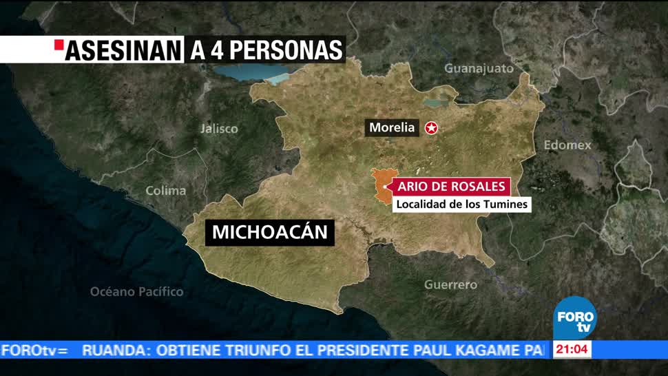 Asesinan a 4 personas en Ario de Rosales, en Michoacán