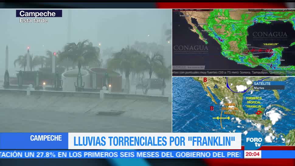 Campeche registra inundaciones tormenta tropical Franklin
