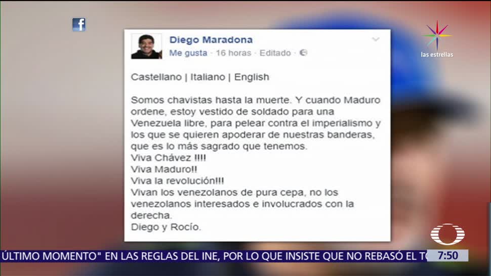 Maradona, apoya, Nicolás Maduro, Facebook