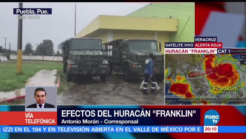 ‘Franklin’ provoca fuertes lluvias en Puebla