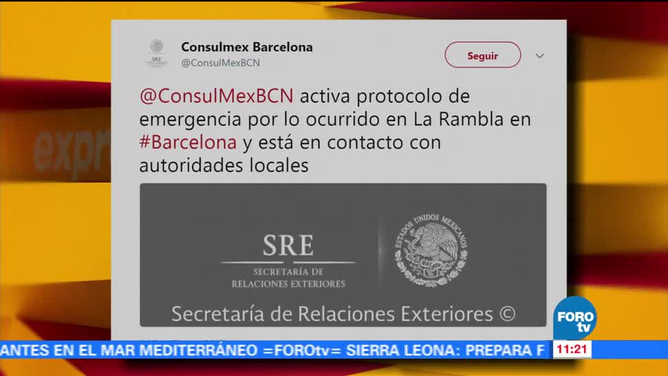 Consulado, México, Barcelona, emergencia