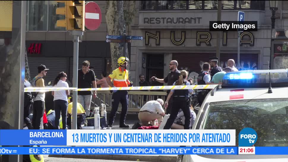 Atentado deja 13 muertos y 100 heridos en Barcelona