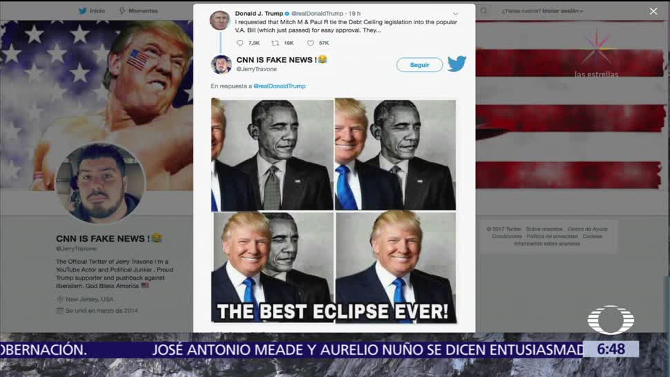 Trump comparte meme del eclipse en Twitter