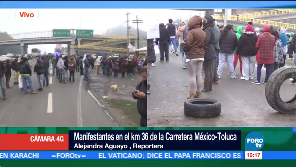 Manifestantes Bloqueo Carretera México-Toluca