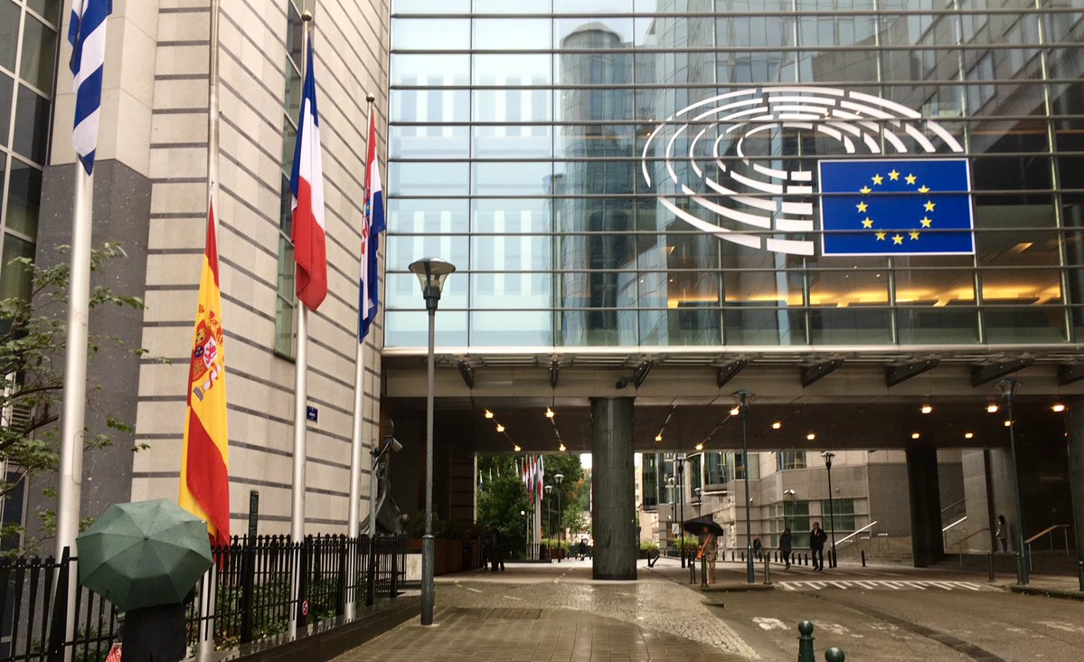 banderas ondean media asta parlamento europeo
