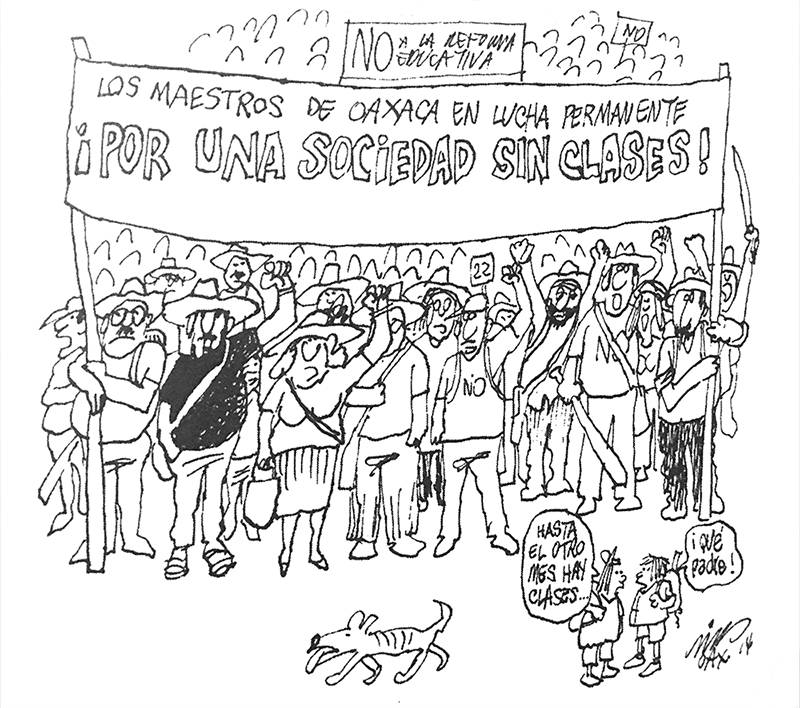 Caricatura de Rius sobre los maestros de Oaxaca y la reforma educativa