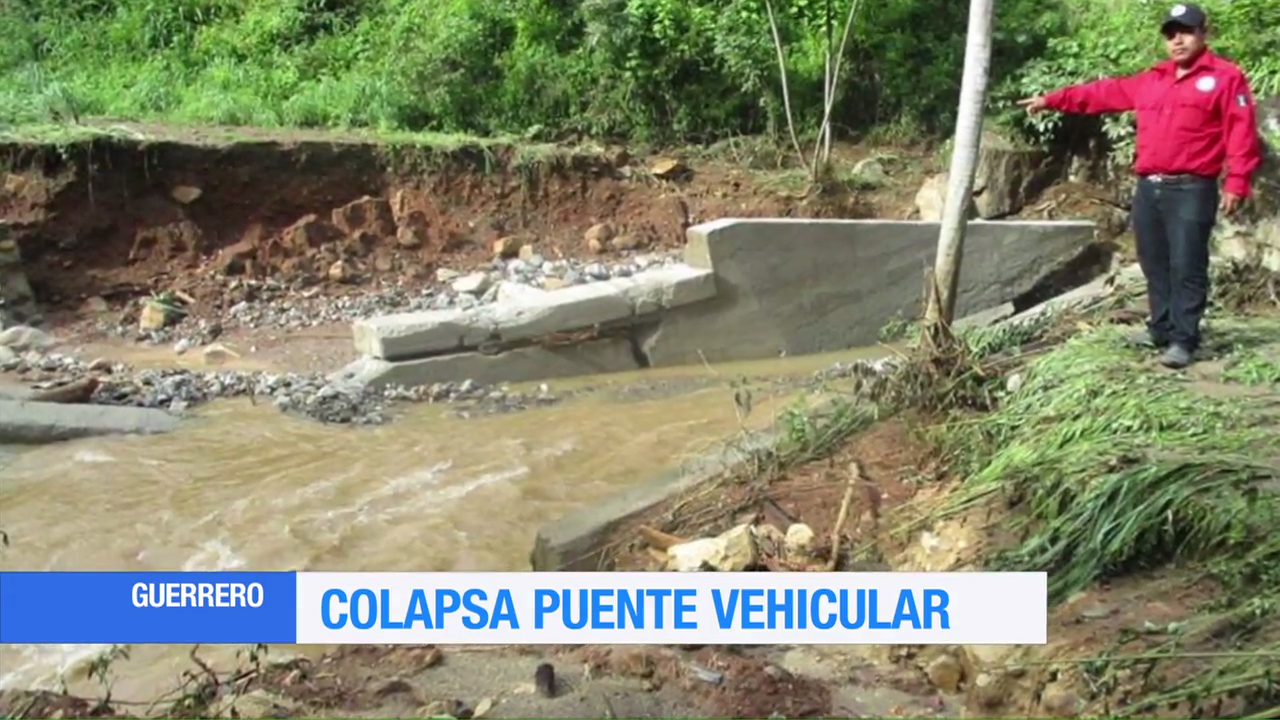 Colapsa puente en Acatepec, Guerrero, por lluvias
