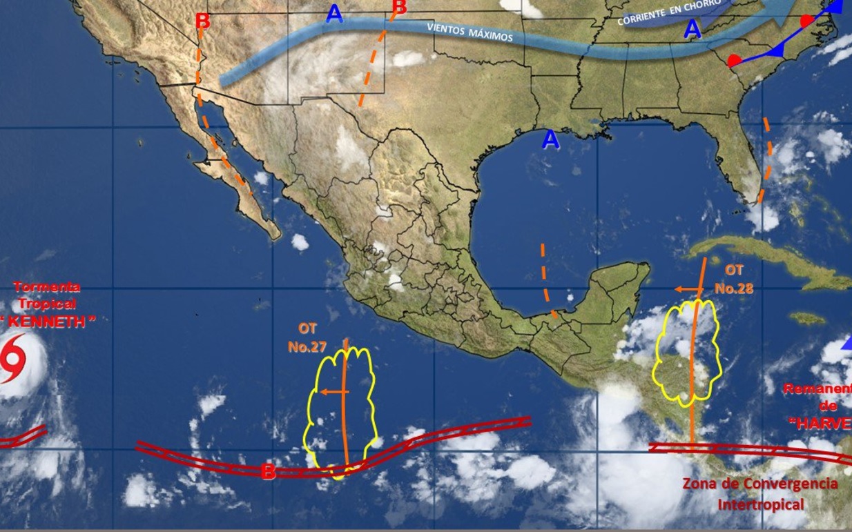 Onda tropical 27 se localizará frente a las costas de Jalisco y Colima