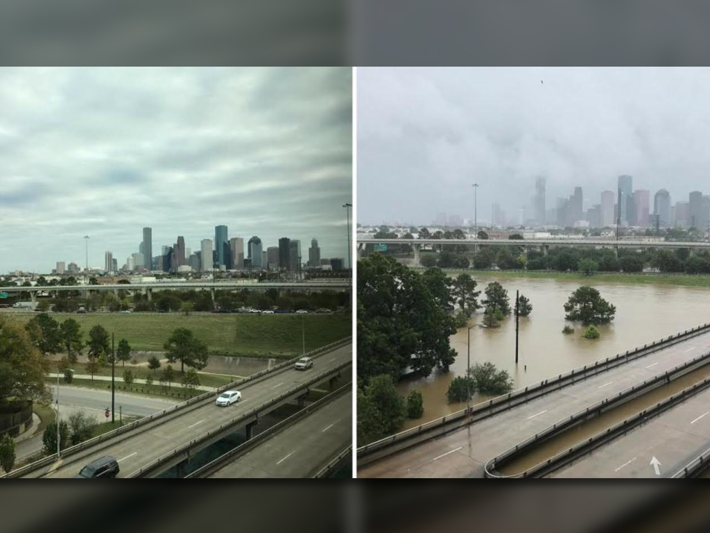 Imágenes muestran a Houston antes y después de 'Harvey'