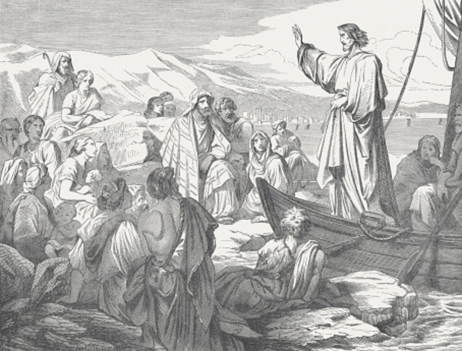Gráfico representativo de Jesús hablando a sus seguidores