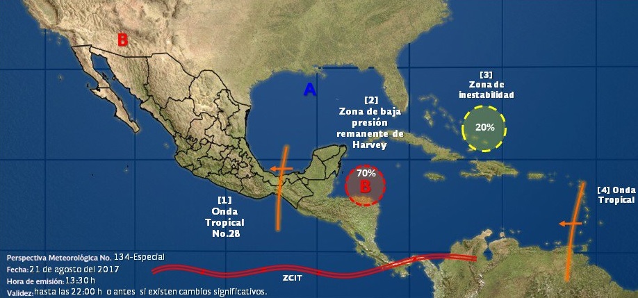 Se prevén lluvias en Q. Roo y Yucatán por zona de inestabilidad