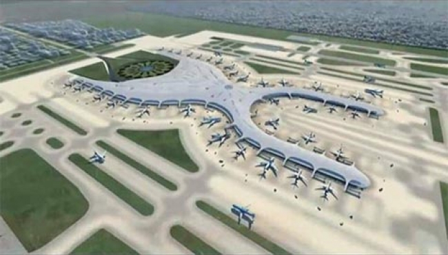 Maqueta del proyecto del Nuevo Aeropuerto Internacional en la CDMX
